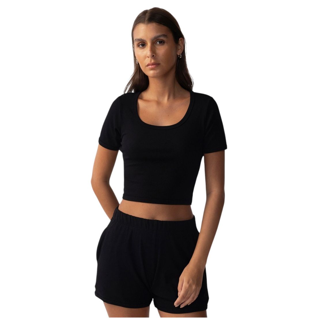 Remera Fila Cropped Rib De Mujer